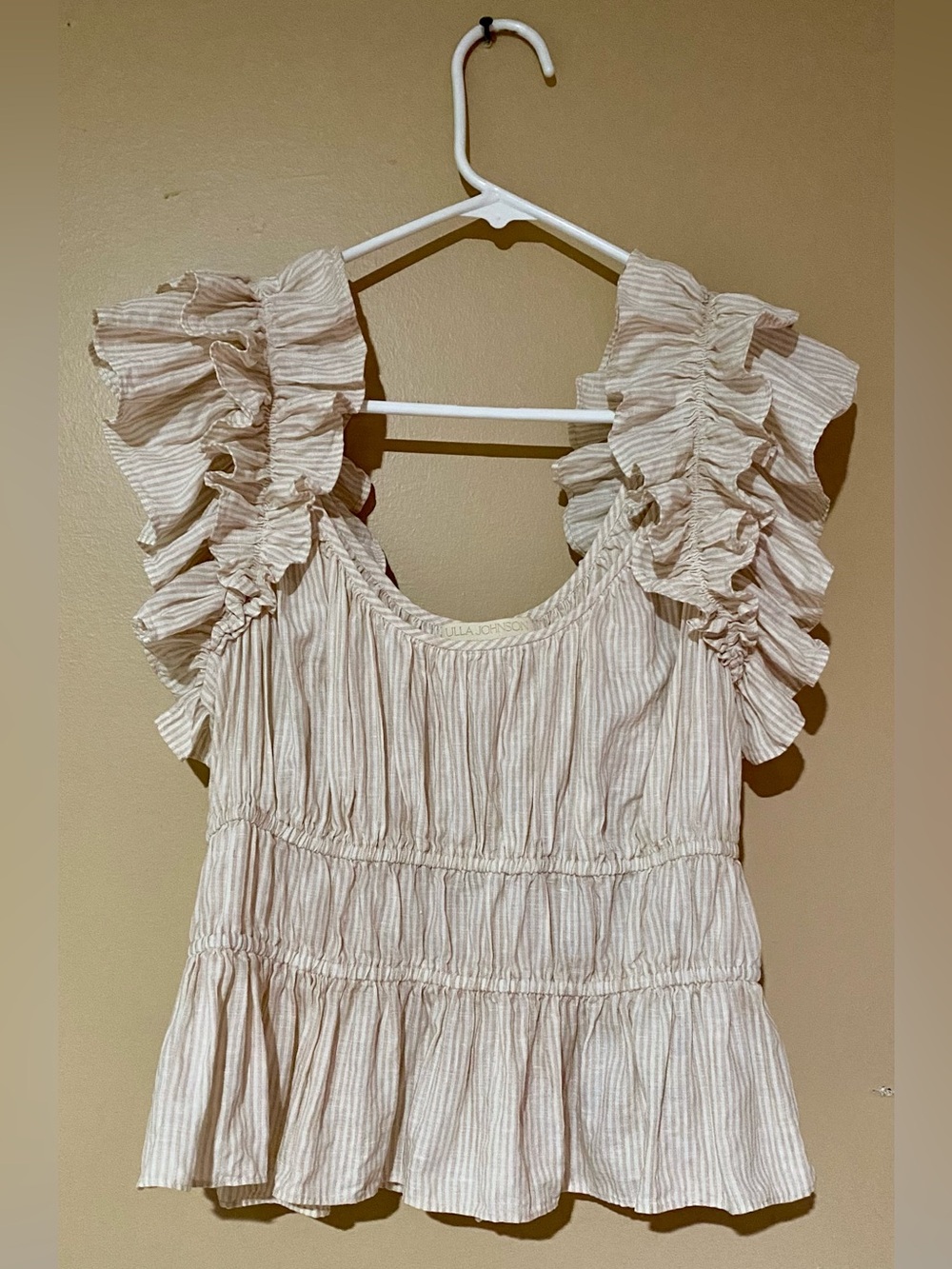 Ulla Johnson Linen Ruffled Peplum Blouse - Picture 8 of 13